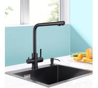 Cecipa Robinet de Cuisine, 3 en 1 Mitigeur de Cuisine pour Système D'osmose, Robinet D'eau Propre avec 2 Leviers de Comman