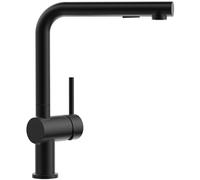 CECIPA Robinet de cuisine avec douchette - Deux types de jet d'eau - Robinet de cuisine à levier unique - Pivotant à 360° - En acier inoxydable - Noir