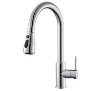 CECIPA Robinet de cuisine avec douchette extensible haute pression pour évier de cuisine, mitigeur pivotant avec tuyau, mitigeur à robinetterie, chromé