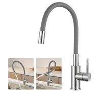 CECIPA Robinet de Cuisine Gris Flexible, Mitigeur Cuisine Pulvérisation Pivotant 360° en Acier Inoxydable 304 avec Mitigeur 2 Jets Mousse, Économie d'Eau 40% pour Cuisine/Buanderie