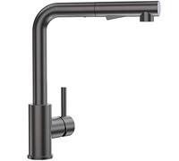 CECIPA Robinet de cuisine haute pression avec douchette extractible et 2 types de jet Mitigeur d'évier monocommande en acier inoxydable brossé, rotatif à 360° Gris-noir