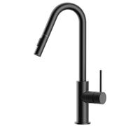 CECIPA Robinet De Cuisine Haute Pression Noir, Robinet En Acier Inoxydable Forme V Pivotant 360°, Mitigeur À Deux Types De Jet Avec Douchette Extensible Pour Évier De Cuisine