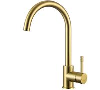 CECIPA Robinet de cuisine pivotant à 360°, haute pression, mitigeur de cuisine avec arc haut, robinet d'évier en acier inoxydable, raccord G3/8, doré