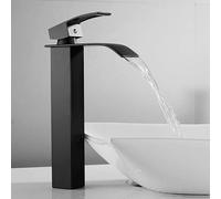 CECIPA Robinet Lavabo Noir Haut Cascade avec 185mm Bec Haut Mitigeur Lavabo Noir Cascade Haut Robinetterie Salle de Bain Noir Cascade Mitigeur Salle de Bain Noir en Inox