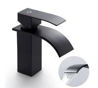 CECIPA Mitigeur Lavabo Noir Cascade Robinet Lavabo Noir Cascade avec Bec Hauteur 84mm Robinet Salle Bain Noir Cascade Mitigeur Salle de Bain Noir en Inox