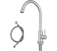 CECIPA Robinet Eau Froide Uniquement, avec 60cm Tuyau de Raccordement X1, Pour Évier de Cuisine avec Écrou en Acier Inox 304, Robinet pour Cuisine & Jardin