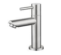 CECIPA Robinet Lavabo Eau Froide avec Flexible Raccordement, Robinet Lave Main Eau Froide Uniquement avec Bec Hauteur 93.4 mm, Robinetterie Pour WC et Salle de Bain