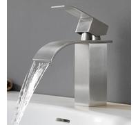 CECIPA Robinet Salle Bain Cascade Moderne, Robinet Lavabo en Acier Inoxydable, Mitigeur Lavabo Anti-éclaboussures avec Noyau Céramique Installation Facile pour Salle de Bain (Brossé)