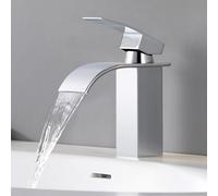 CECIPA Robinet Salle Bain Cascade Moderne, Robinet Lavabo en Acier Inoxydable, Mitigeur Lavabo Anti-éclaboussures avec Noyau Céramique Installation Facile pour Salle de Bain (Chromé)