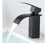 CECIPA Robinet Salle Bain Cascade Moderne, Robinet Lavabo en Acier Inoxydable, Mitigeur Lavabo Anti-éclaboussures avec Noyau Céramique Installation Facile pour Salle de Bain (noir)