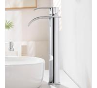 CECIPA Robinets de lavabo en chrome, mélangeur monocommande en acier inoxydable pour salle de bain avec bec de 245 mm, robinet de salle de bain pour lavabo