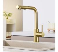 CECIPA X203S Robinet Cuisine Douchette, Mitigeur Cuisine avec Douchette Extractible, Robinet Evier de Cuisine Rotatif 360°, Mitigeur avec Amovible, Robinetterie Cuisine Inox Doré