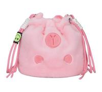 CECKQUE Jolie trousse de maquillage Capybara moelleuse avec cordon de serrage et bandoulières, petit animal en peluche, sac à cosmétiques, cadeau pour femme, rose, small, Mignon