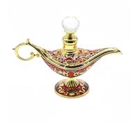 CECKQUE Pretty God's Lamp - Bouteilles de parfum vintage rechargeables pour femme, fiole de parfum décorative en verre orné, cristal antique égyptien (doré/rouge)