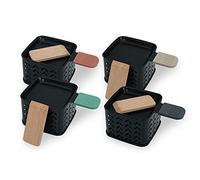 CÉCOA • Cheese’Up Double Duo • Lot de 4 • Raclette à la Bougie • Sans Électricité • Poêlons Antiadhésifs & Spatules en Bois • Facile à Transporter & Nettoyer • Idéal pour Amateurs de Fromage