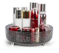 CECOLIC Lazy Susan Organiseur de Maquillage Rotatif à 360°, 28cm Plateau de Rangement pour Parfums, Soins de la Peau, Cosmétiques pour Coiffeuse (Gris foncé)