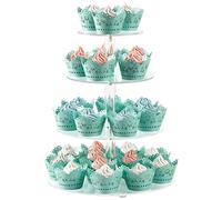 CECOLIC Présentoir à Cupcakes en Acrylique à 4 Niveaux Rond Transparent pour Cupcakes présentoir à Dessert Support de Tour de pâtisserie pour décoration de fête d'anniversaire de Mariage - 30,5 cm