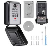 CECOMBINE Boîte à clés murale - Boîte à clés à combinaison à 12 chiffres avec couvercle résistant aux intempéries - Coffre-fort à clés extérieur avec code retable pour la maison, le garage, le bureau