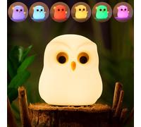 CECOMBINE Veilleuse Enfant, Veilleuse Bébé 7 Couleurs Lampe de Nuit, Lampe de Chevet Chambre Enfants en Silicone Portable Rechargeable pour Chambre de Bébé, Cadeaux d'anniversaire et de Noël (Hibou)