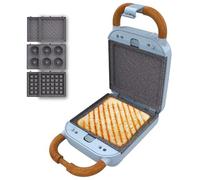 Cecotec Appareil à Sandwichs Rock'nToast Retro One Blue. Machine à Sandwich Rétro 700W, 3 Plaques Interchangeables Pour Sandwiches, Gaufres et Beignets, Revêtement RockStone, Base Antidérapante