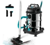 Cecotec Aspirateur pour Solides et Liquides de 30 L Conga Rockstar Wet & Dry Steel Pro. 1600 W, 23 kPa, Système de Drainage, Aspirateur et Souffleur, Structure Métallique, Roues, Rayon d'Action de 5m.