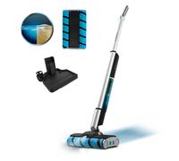 Cecotec Balai Électrique FreeGo Wash Twice Spray. 60 W, Autonomie 40 Min, Double Rouleau, Réservoir d'eau Propre de 450 ML et d'eau Sale de 350 ML, Pulvérisateur d'eau et Base d'Auto-Nettoyage, Gris.