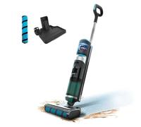 Cecotec Balai Électrique sans Fil avec Base Autonettoyante FreeGo Wash&Vacuum Elite 200 W, Nettoie et Aspire à la Fois, Autonomie 35 min, Rouleau Absorbant, Réservoir Eau Propre 700ml et Sale 700ml