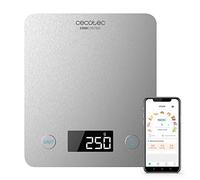 Cecotec Balance de cuisine Cook Control 10000 Connected avec App, Finissions en acier inox, Précision d'1 g, Capacité de 5kg, Écran LCD, Revêtement anti-empreintes, Design extra-plat