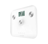 Cecotec Balance Pèse-personne avec bouton-poussoir EcoPower 10100 Full Healthy White, Surface en verre trempé très sécurisée et capteurs de précision, Grand écran LCD, de 8 kg jusqu’à 180 kg
