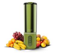 Cecotec Blender Individual Power Titanium Shake2Go Olive Steel. 180W, Verre Métal 600ml Sans BPA, 3 Programmes Automatiques, Charge USB-C, Boissons Froides Plus Longtemps