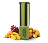 Cecotec Blender Individual Power Titanium Shake2Go Olive Steel. 180W, Verre Métal 600ml Sans BPA, 3 Programmes Automatiques, Charge USB-C, Boissons Froides Plus Longtemps
