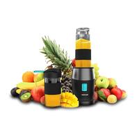 Cecotec Blender Smoothie Single Jug Power Titanium 900 ProGo. Mixeur 900W, Comprend 2 Tasses Portables de 570 ml, 4 Lames avec Revêtement en Titane Noir