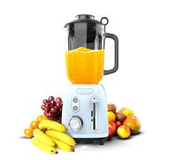 Cecotec Blender Power Black Titanium RetroBlue. Mixeur rétro d'une puissance maximale de 1200 W, lame à 4 feuilles avec revêtement en titane noir et pichet d'une capacité de 1,5 L.