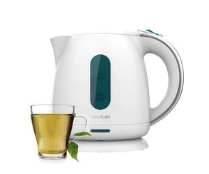 Cecotec Bouilloire électrique Thermosense 140 White. Bouilloire 1 L sans BPA, 2200 W, filtre anti-calcaire, base rotative 360º, sans fil et arrêt automatique pour un usage pratique et sûr.
