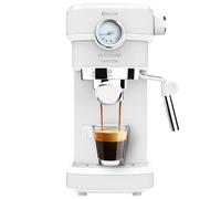 Cecotec Machine à café Express Cafelizzia 790 Steel Pro. Acier Inox, Système Thermoblock, 20Bars, Mode Auto pour 1 et 2 Café(s), Buse vapeur Orientable, Conduit d’eau pour Infusions, Manomètre, 1350W. (Blanc, Avec manomètre)