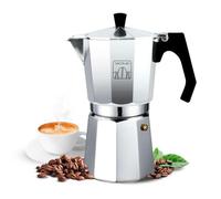 Cecotec Cafétéria italien Mokclassic 300 brillant. Aluminium, pour toute la cuisine, 3 tasses à café, articulation en silicone, mangue ergonomique et acier inoxydable, filtre en acier inoxydable.