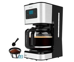 Cecotec Cafetière à goutte programmable Coffee 66 Smart Plus, 980 W, Capacité 12 tasses, Technologie ExtemAroma et Fonction AutoClean, Écran LCD, Finitions en acier inoxydable, 1,5 L.