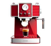 Cecotec Cafetière Express Power Espresso 20 Tradizionale Light Red. 1350 W, Technologie ForceAroma de 20 bars, Vaporisateur Orientable, Bras Double, Arrêt Automatique, Plateau D'Égouttage Amovible