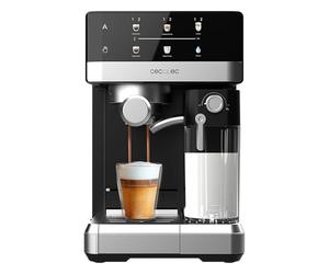 Cecotec Cafetière Expresso Power Espresso 20 Touch & Cream +. 1350W, 20 Bars, Écran Tactile avec Recettes, Mousseur, Thermoblock, Réservoir de Lait de 500ml, Eau 1.8L, Auto-nettoyage