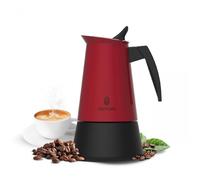 Cecotec Cafetière italienne Piccolina 400 Red, 200 ml, 4 tasses, acier inoxydable, valve de sécurité, compatible toutes surfaces