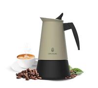 Cecotec Cafetière Italienne Piccolina 600 Green. 300ml, 6 Tasses de Café, Acier Inoxydable, Compatible Toutes Surfaces, Filtre Premium, Valve de Sécurité, Poignée Thermorésistante, Design Élégant