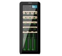 Cecotec Cave à Vin 24 Bouteilles Rétro Bolero Grandsommelier Origin 24 Hit Black, Finition Noire, Contrôle par écran LED, Temp, 5-20ºC, NoFrost, Étagères Bois, Éclairage Intérieur, Ventilation