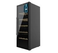 Cecotec Cave à Vin 98 Bouteilles Bolero GrandSommelier 98000 Black. Cave à vin Noire, 128,5 cm, 201 Litres, 5 Clayettes Bois, Compresseur Silencieux 41 dB, Température Réglable, Panneau Tactile