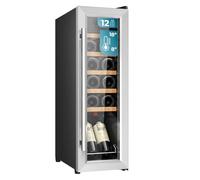 Cecotec Cave à vin Bolero GrandSommelier 1250 CoolWood Compressor. Cave à vin sur pied, 12 bouteilles, température réglable 8-18°C, étagères en bois, écran tactile et éclairage LED.