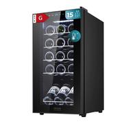 Cecotec Cave à vin Bolero GrandSommelier 1550 Black Compressor. Cave à vin noire, 15 bouteilles, compresseur, température réglable 5-18°C, panneau tactile.