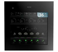 Cecotec Cave à Vin Encastrable 36 Bouteilles 60x60cm avec Compresseur Bolero GrandSommelier Duo 36000 Touch Matt Black Compressor. Ouverture Tactile, Double Zone de Température, Étagères en Bois