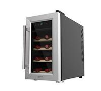 Cecotec Cave à vin Grand Sommelier 800 CoolWood. Capacité de 25 L, 8 Bouteilles , Design avec Porte en Verre. Acier Inoxydable et Étagères en Bois, Panneau tactile et Écran LED.