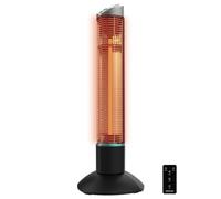 Cecotec Chauffage électrique extérieur sur pied ReadyWarm 1000 Power Tower. 1000 W à 2 niveaux, Technologie halogène, Oscillation, Protection IP55, Minuterie et Télécommande