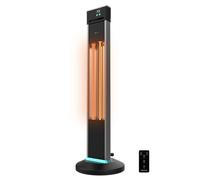 Cecotec Chauffage électrique extérieur sur pied ReadyWarm 2000 Power Tower. 2000 W à 3 niveaux, Technologie halogène, Protection IP34, Télécommande et Écran, Zone de couverture 10 m2