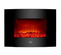 Cecotec Cheminée Électrique Décorative 22” avec Télécommande Ready Warm 2210 Curved Flames. Puissance Maximale 2000W, 2 Intensités, Panneau Courbé en Verre Trempé, Flamme Réglable, Minuteur